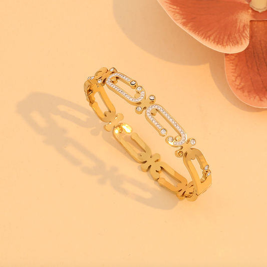 Julia | Bracelet en Acier inoxydable plaqué or 18K avec strass