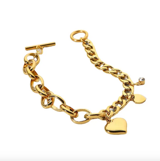 Zoé | Bracelet en Acier inoxydable plaqué or 18K avec breloques