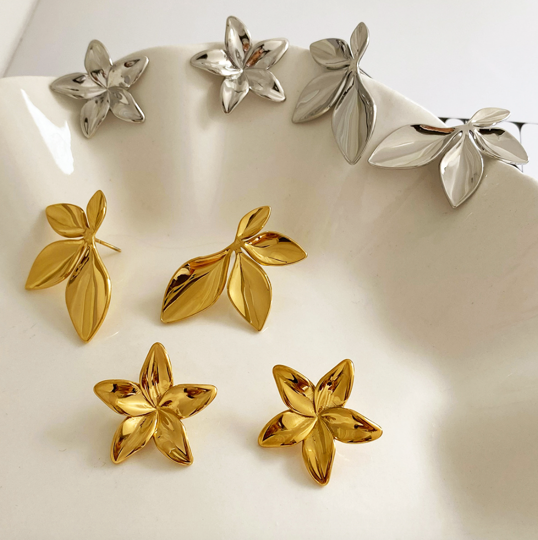 Bloom | Boucles d'oreilles en acier inoxydable plaqué or 18K