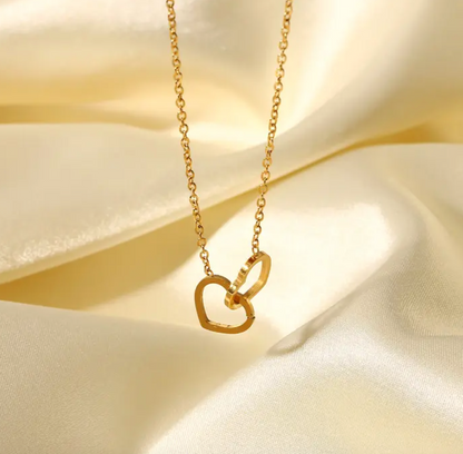 Lana | Collier double Coeur en acier inoxydable  plaqué or 18K