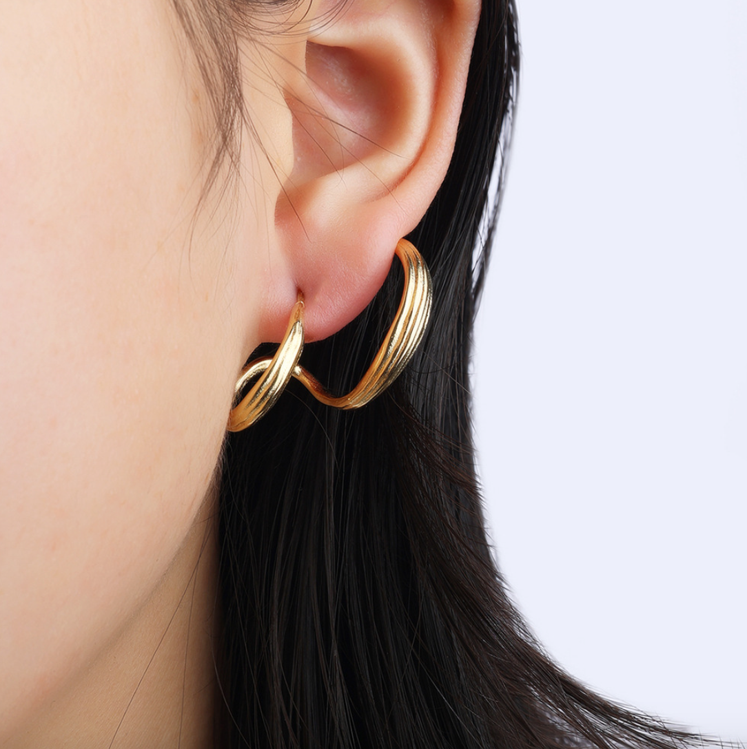 Mariam | Boucles d'oreilles en acier inoxydable plaqué or 18K