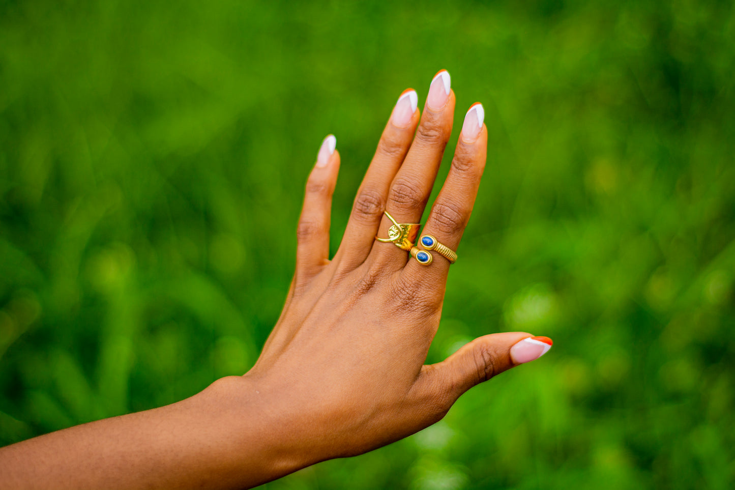 Marion | Bague en acier inoxydable avec pierre naturelle et plaqué Or 18K